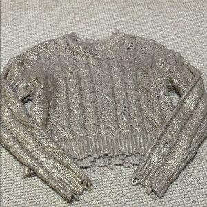 HYFVE small NWOT Gold Cream Distressed Sweater